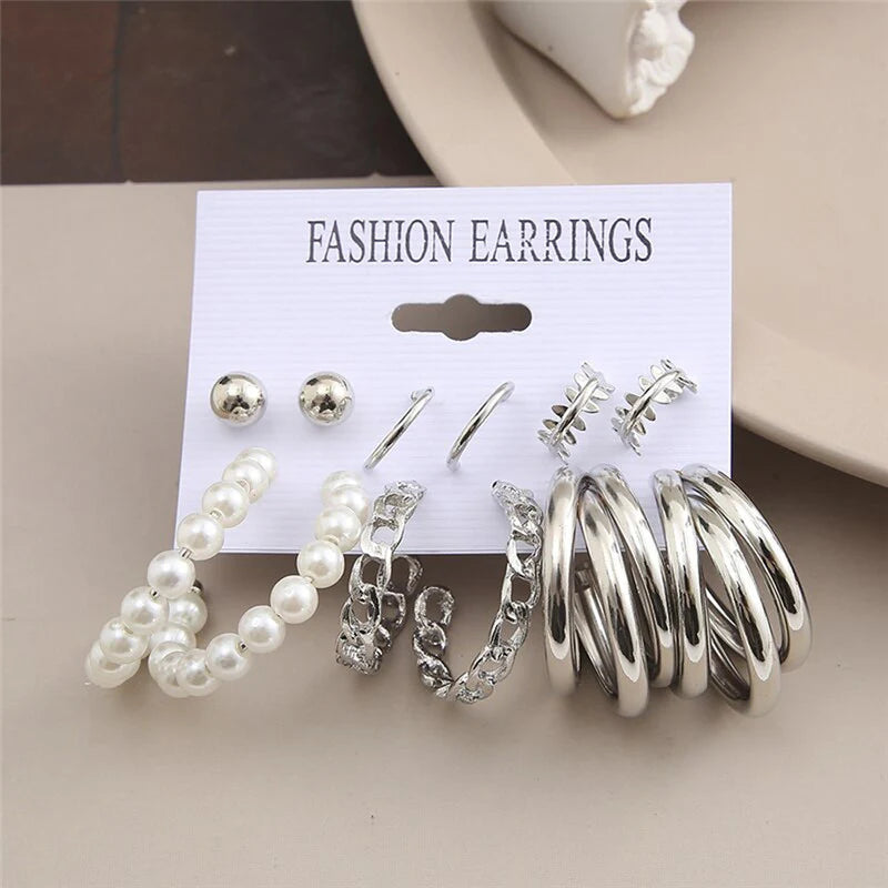 Silver Plated Hoop Earrings Combo-OSL110