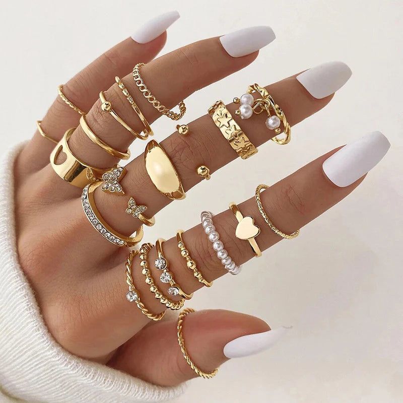 Gold Plated Stackable Rings (Pack of 21)-OSL101