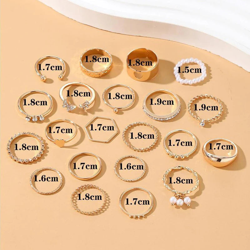 Gold Plated Stackable Rings (Pack of 21)-OSL101