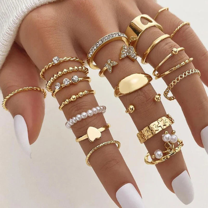 Gold Plated Stackable Rings (Pack of 21)-OSL101
