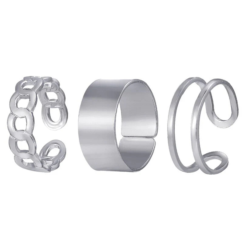 Silver Plated Contemporary Stackable Rings Set of 3 for Women-OSL96