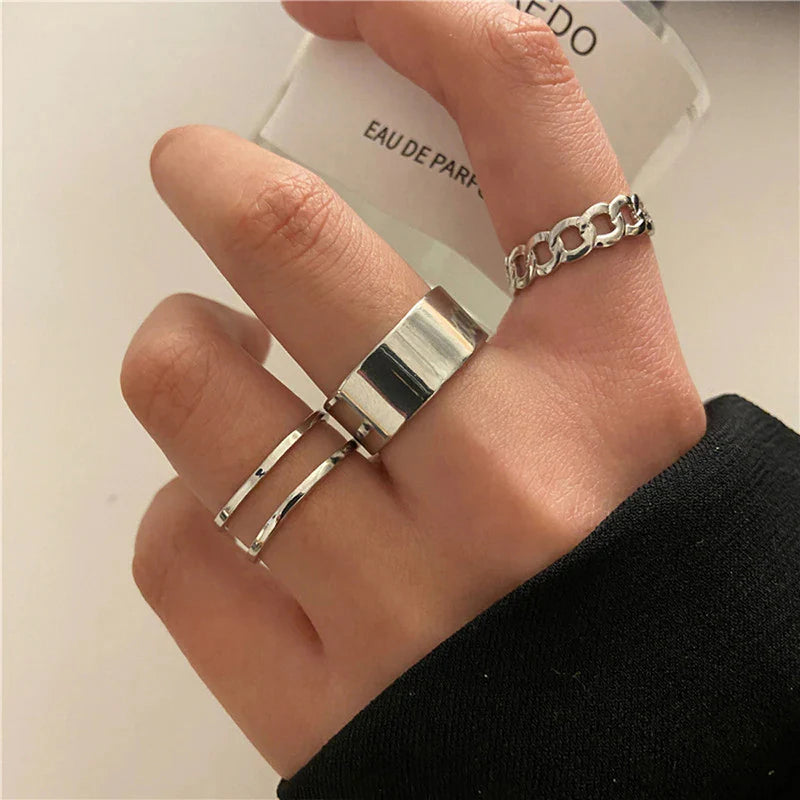 Silver Plated Contemporary Stackable Rings Set of 3 for Women-OSL96