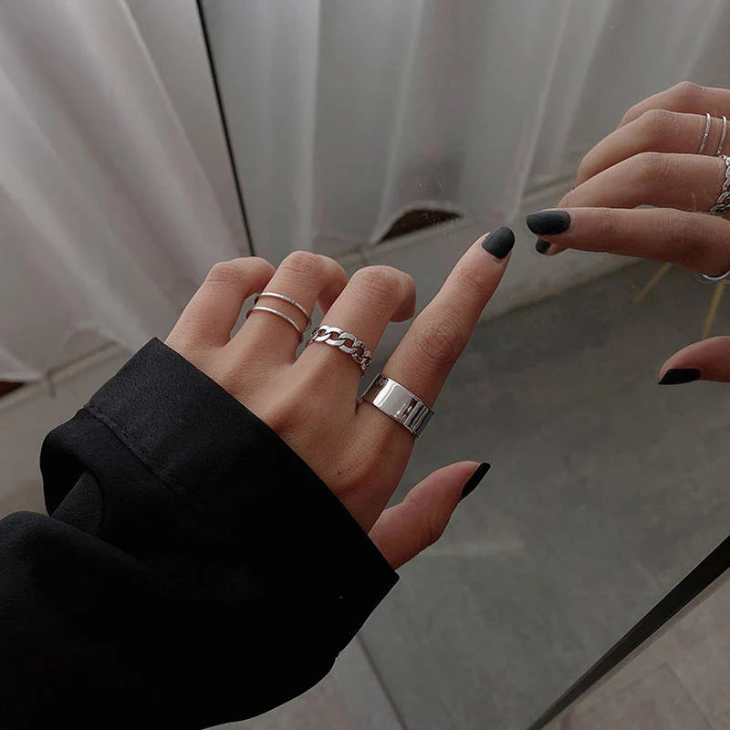 Silver Plated Contemporary Stackable Rings Set of 3 for Women-OSL96