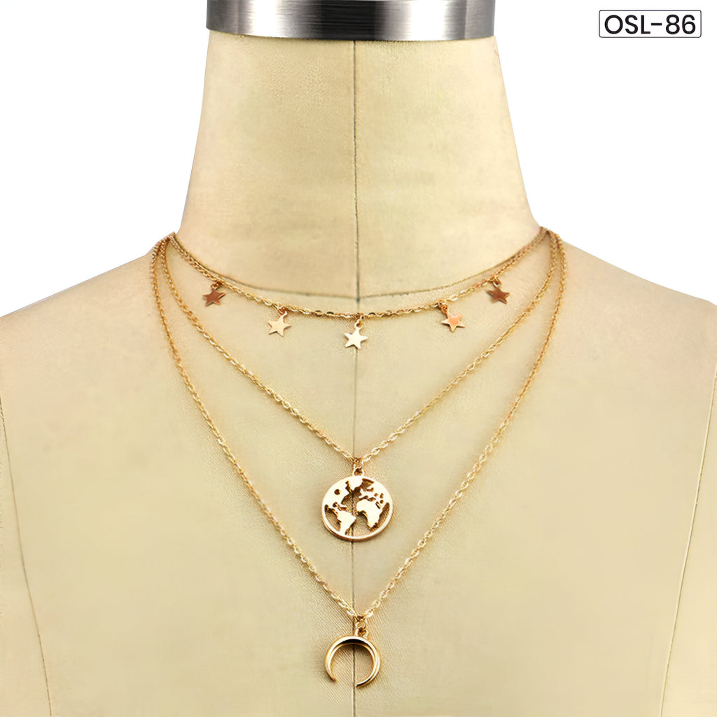 Marvellous Designer Gold Plated Multi-Strand Necklace for Women-OSL86