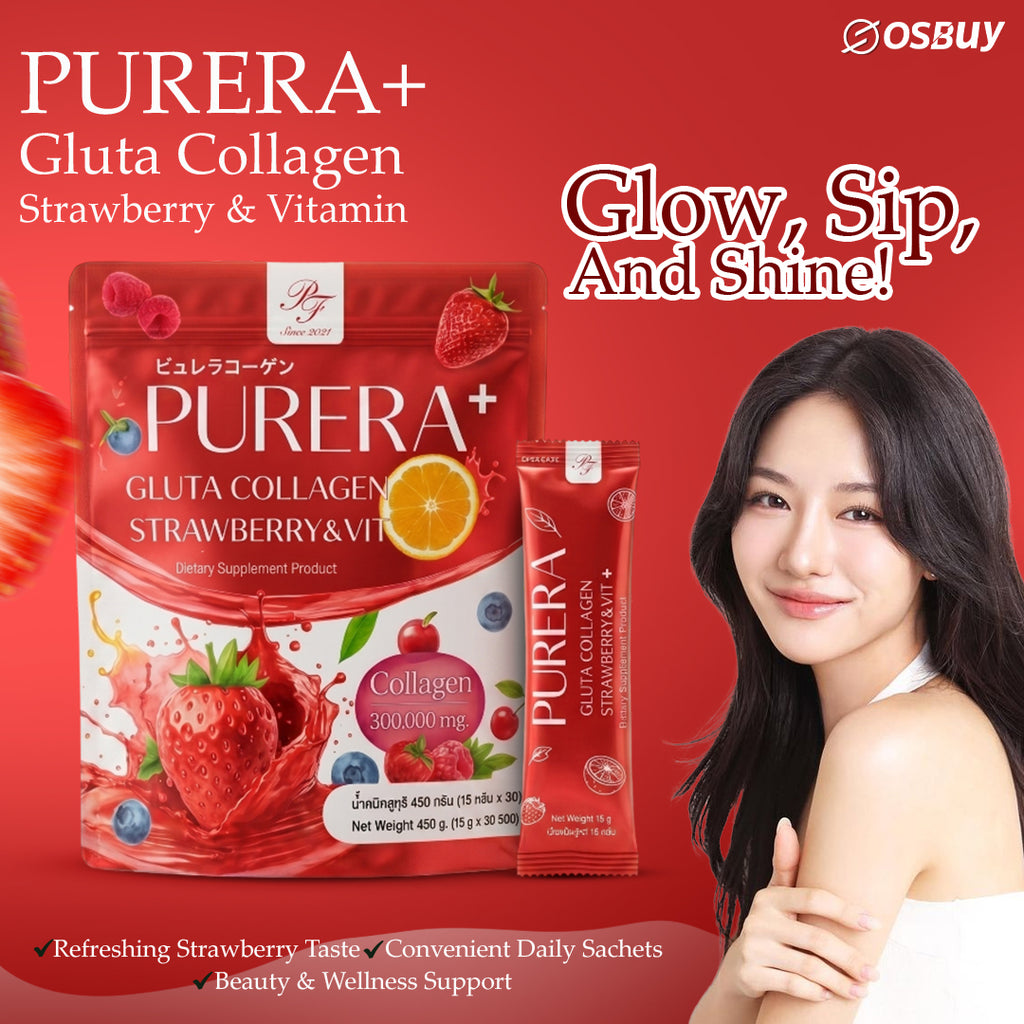 PURERA GLUTA COLLAGEN STRAWBERRY & VIT C PLUS 450G.(15G*30S)