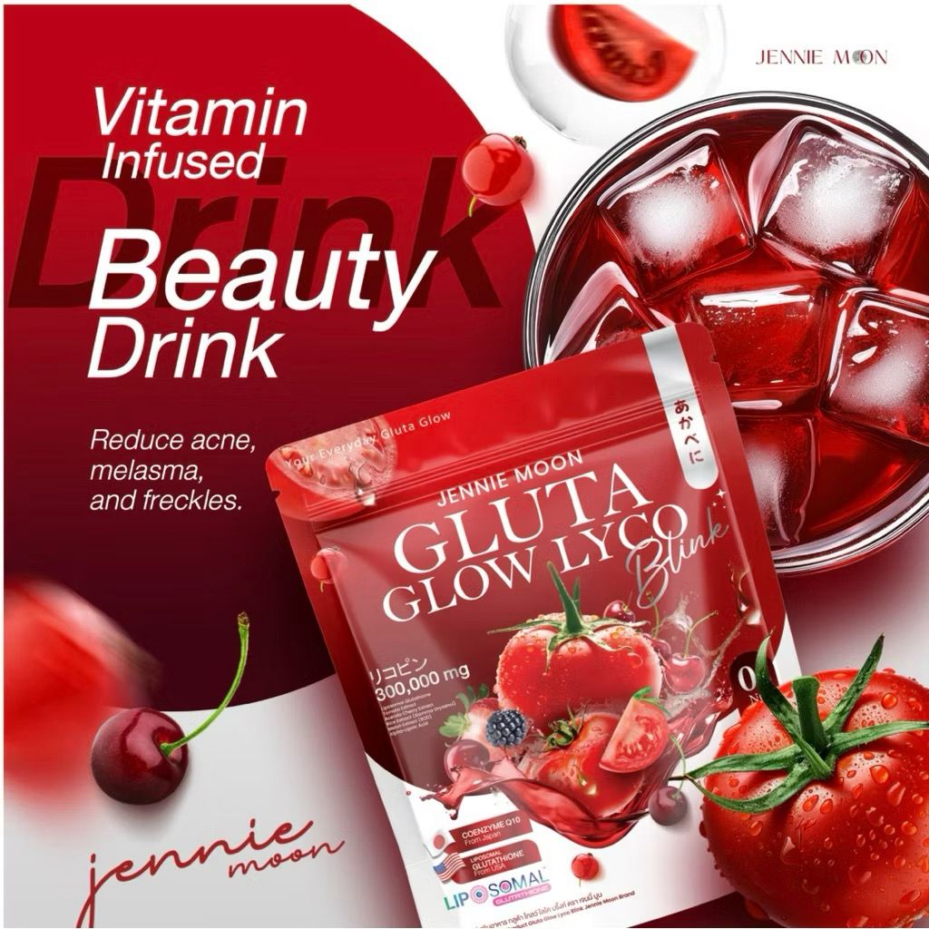 Jennie Moon Gluta Glow Lyco Blink 100,000mg Beauty Supplement Drink