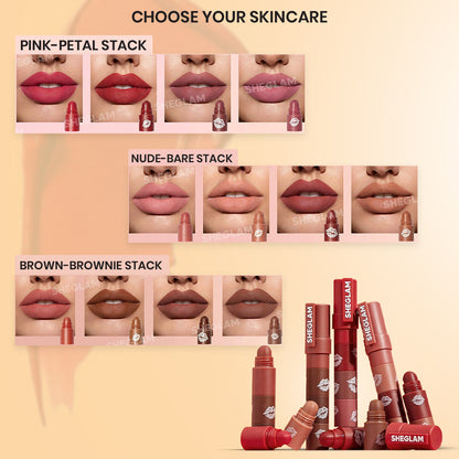 SheGlam Mega Lip Stack – 4-in-1 Creamy Matte Lipsticks