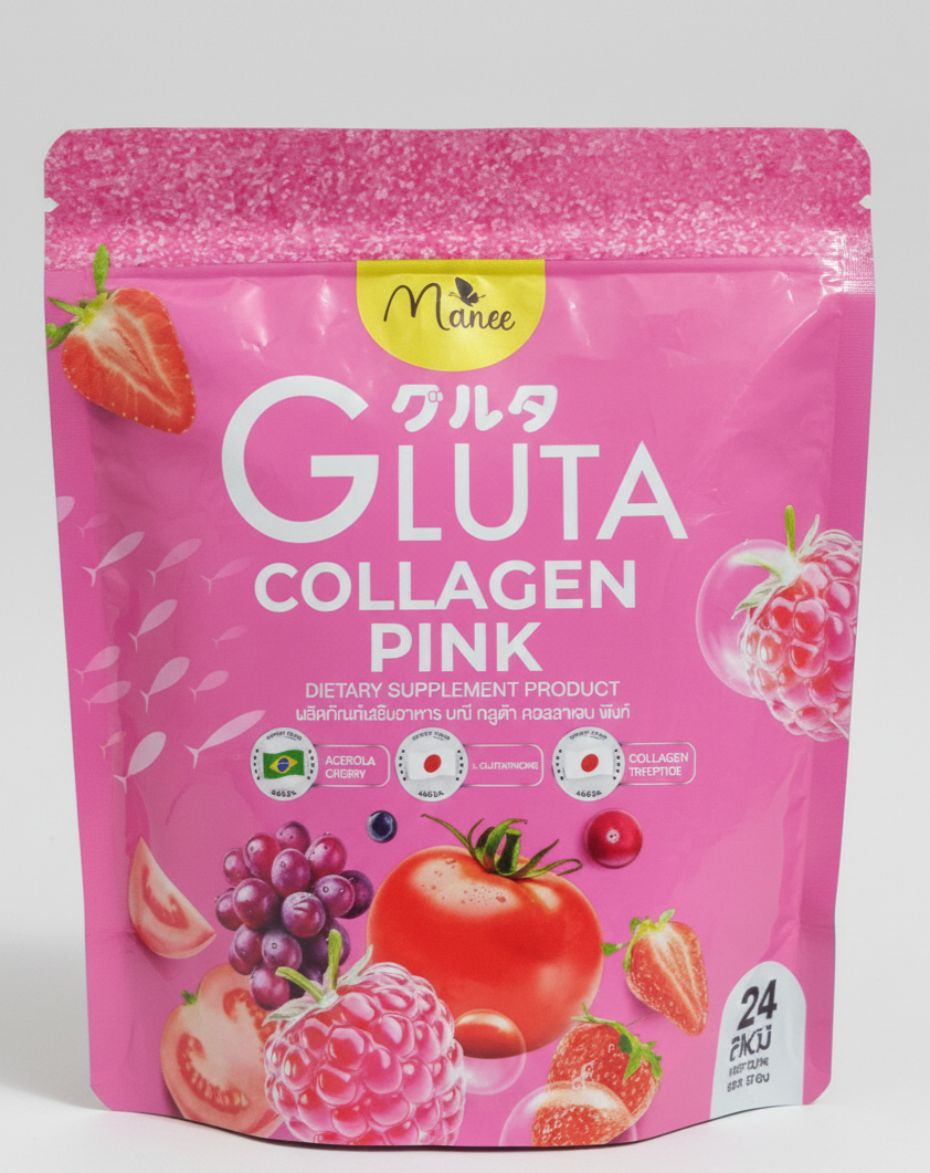 Manee Pink Gluta Collagen Anti-Aging Supplement – 30 Sachets