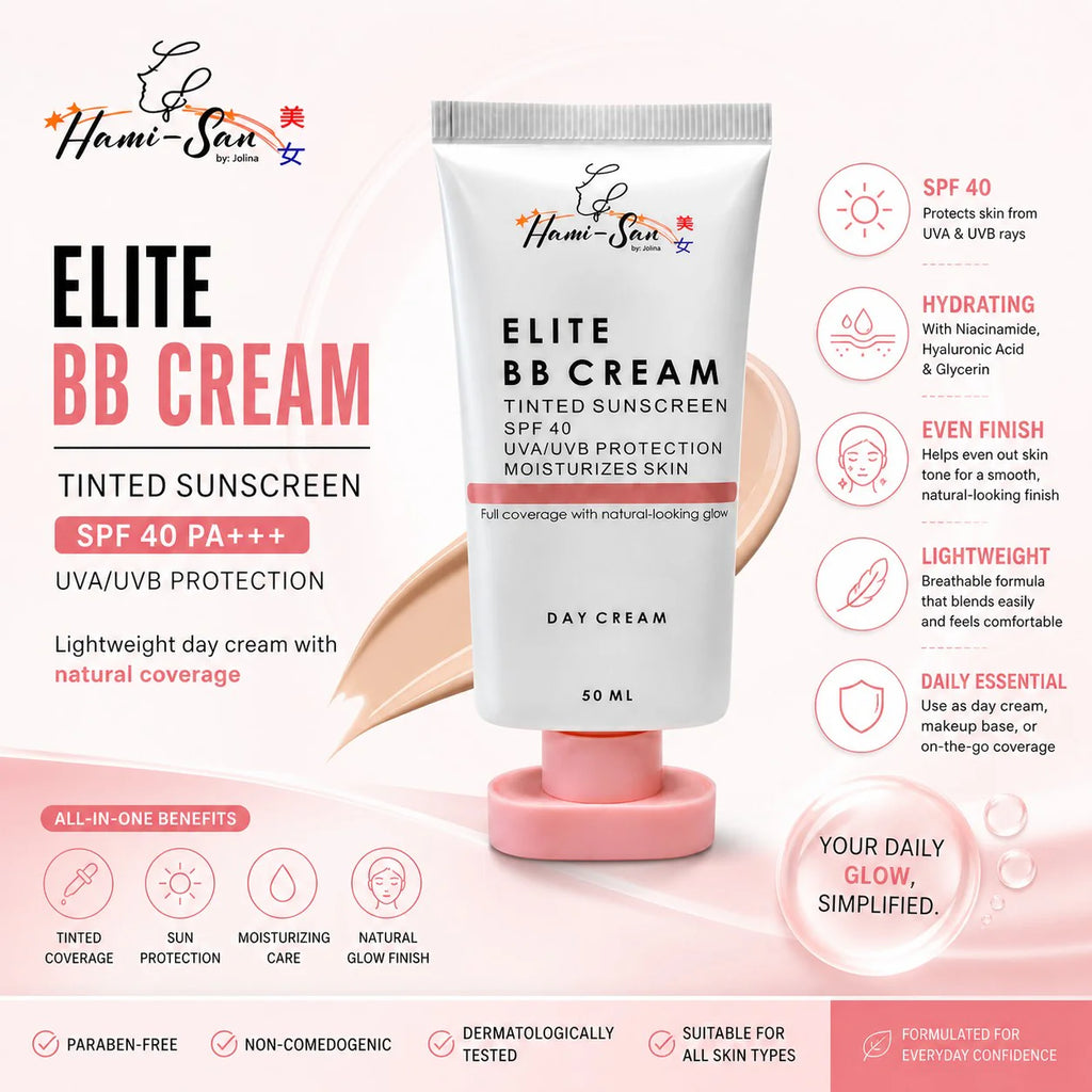 Elite BB Cream SPF40 (50ml) Tinted Sunscreen with UVA/UVB Protection, Hydrating Coverage & Lightweight Daily Skin Care System
