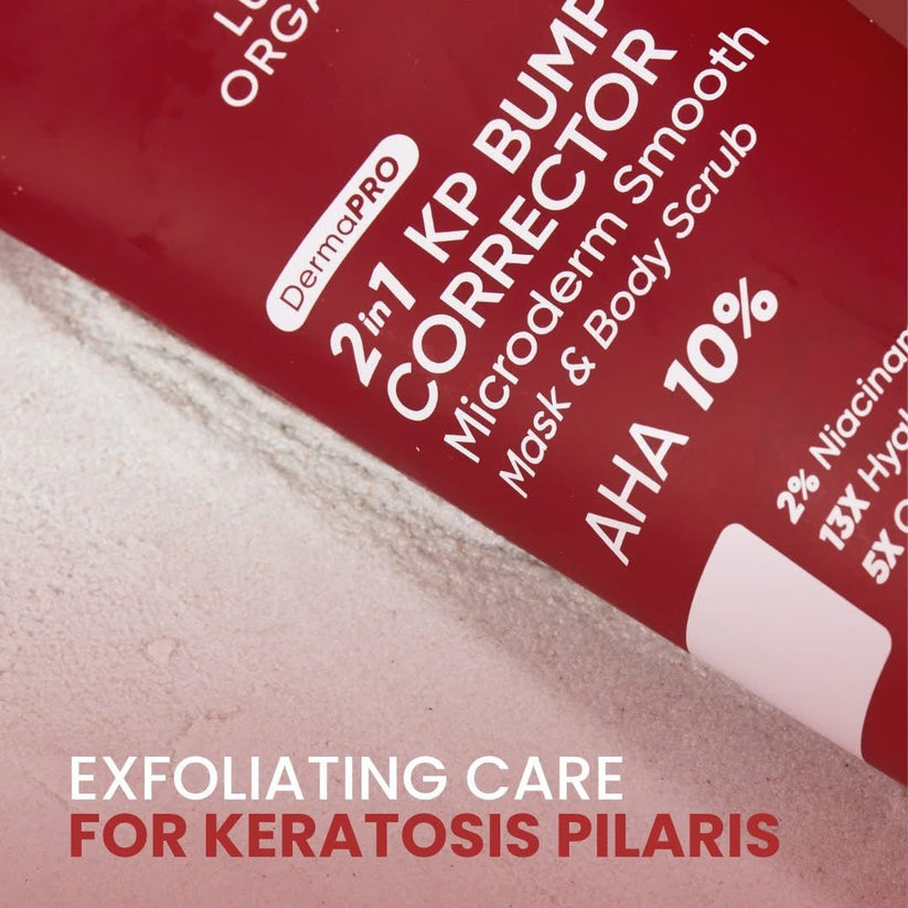 LUXE ORGANIX DermaPRO 2-in-1 KP Bumps Corrector Microderm Smooth Mask & Body Scrub – AHA 10% Exfoliating Body Treatment for Rough, Bumpy & Uneven-Looking Skin