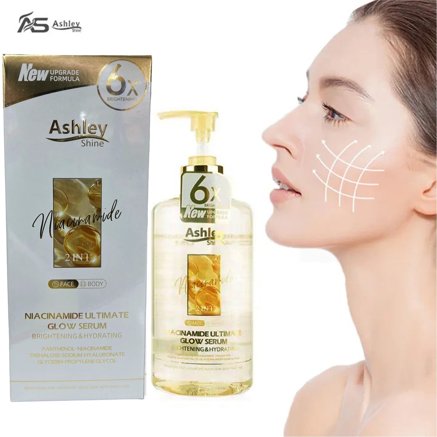 Ashley Shine NIACINAMIDE Pure Serum Face and Body Moisturizes | 520ml