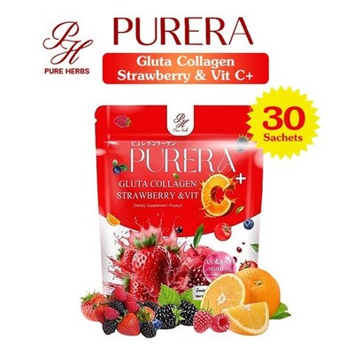 PURERA GLUTA COLLAGEN STRAWBERRY & VIT C PLUS 450G.(15G*30S)