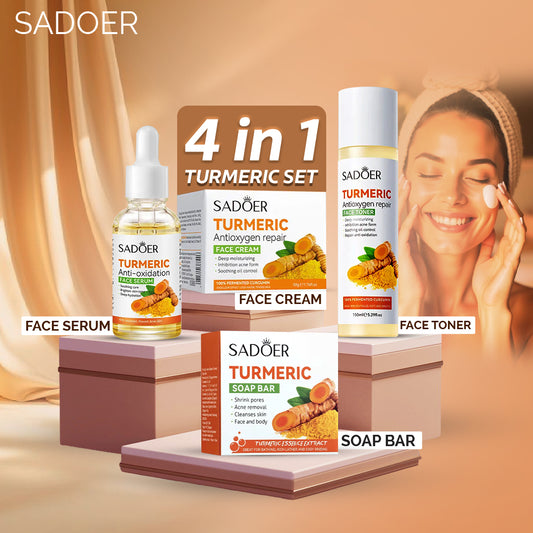 SADOER 4-in-1 Turmeric Antioxidant Hydrating Facial Treatment Set
