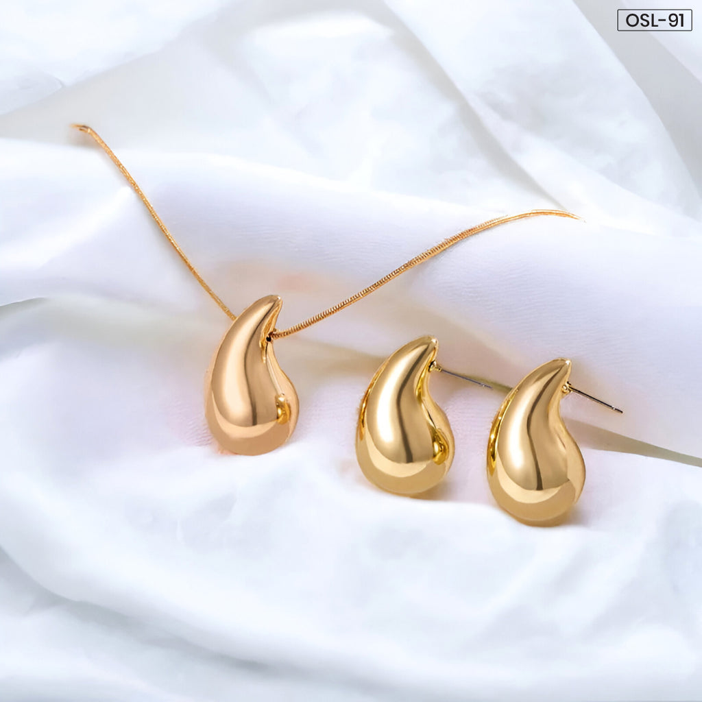 OSLUXE Gold Plated Glossy Chunky Dome Drop Jewellery-SetOSL91