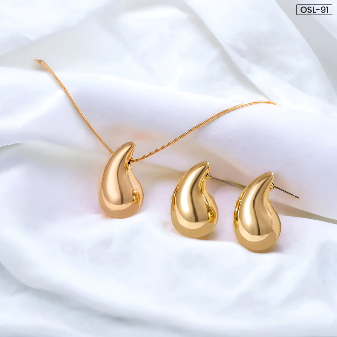 OSLUXE Gold Plated Glossy Chunky Dome Drop Jewellery-SetOSL91