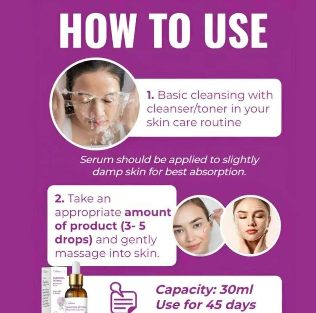 Venature Bakuchiol Retinol Rejuvenation Serum - Anti-Wrinkle & Glow Skin Formula, 1oz - Hydrating & Youthful Complexion with Plant-Based Ingredients